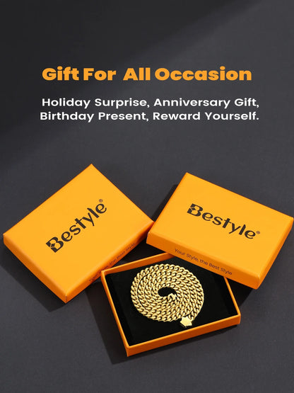 5Mm 18K Gold Filled Cuban Chain Necklaces, 30 Inch Heavy Chunky Stainless Steel Curb Necklace Hip Hop Punk Jewelry for Women