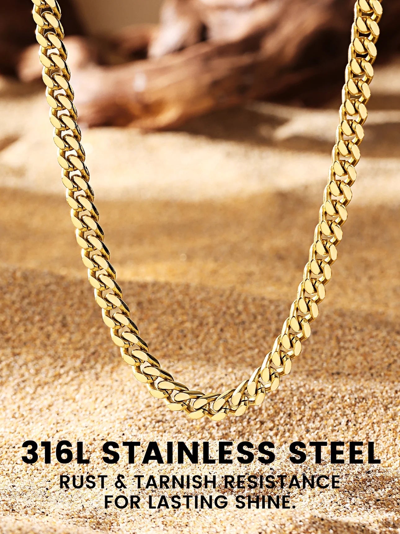 5Mm 18K Gold Filled Cuban Chain Necklaces, 30 Inch Heavy Chunky Stainless Steel Curb Necklace Hip Hop Punk Jewelry for Women