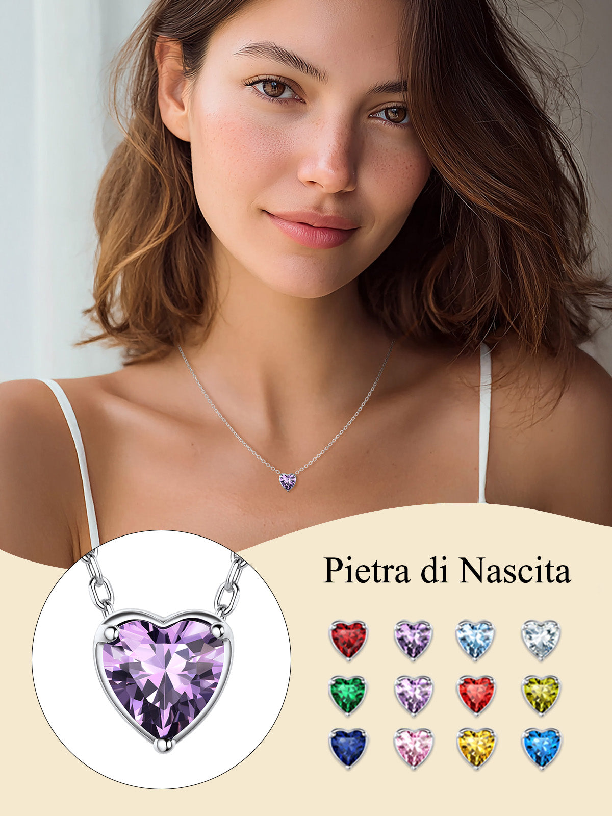 Silver Necklace for Women 925 Sterling Silver Birthstone Love Heart Necklace Birthday Women Gifts