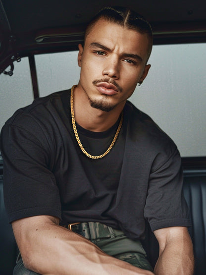 5Mm 18K Gold Filled Cuban Chain Necklaces, 30 Inch Heavy Chunky Stainless Steel Curb Necklace Hip Hop Punk Jewelry for Women