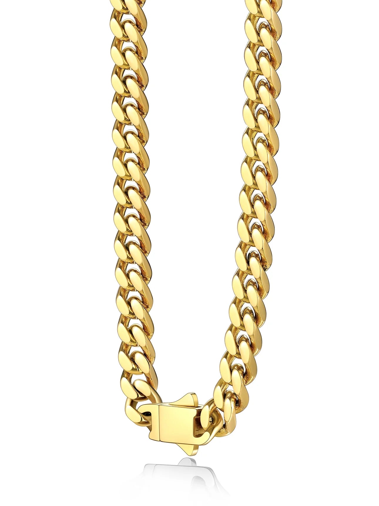 5Mm 18K Gold Filled Cuban Chain Necklaces, 30 Inch Heavy Chunky Stainless Steel Curb Necklace Hip Hop Punk Jewelry for Women
