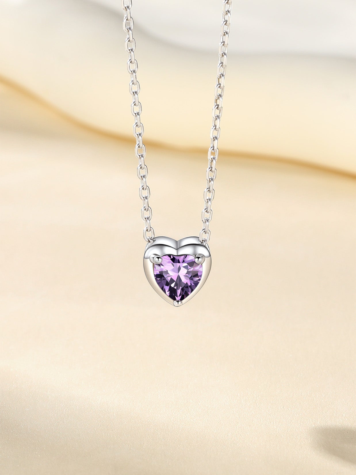 Silver Necklace for Women 925 Sterling Silver Birthstone Love Heart Necklace Birthday Women Gifts