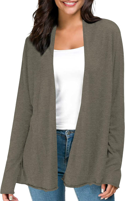 Women'S Long Sleeve Open Front Casual Thin Cardigan