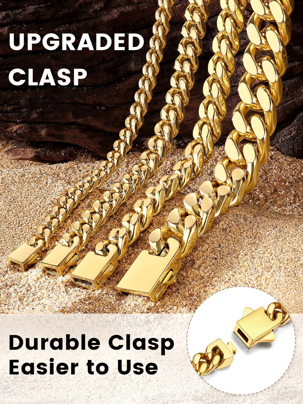 5Mm 18K Gold Filled Cuban Chain Necklaces, 30 Inch Heavy Chunky Stainless Steel Curb Necklace Hip Hop Punk Jewelry for Women