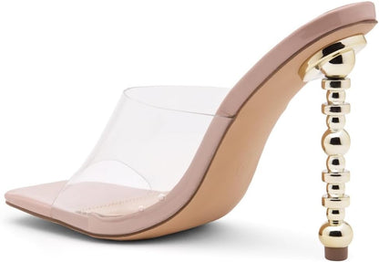 Women’S Clear Rhinestone Bow Heels – Double Bowknot & Adjustable Ankle Strap | Crystal Stiletto High Heels with Square Open Toe for Wedding & Party