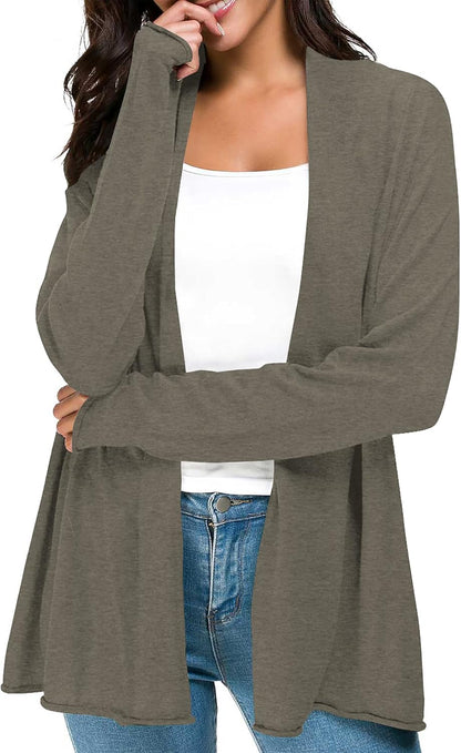 Women'S Long Sleeve Open Front Casual Thin Cardigan