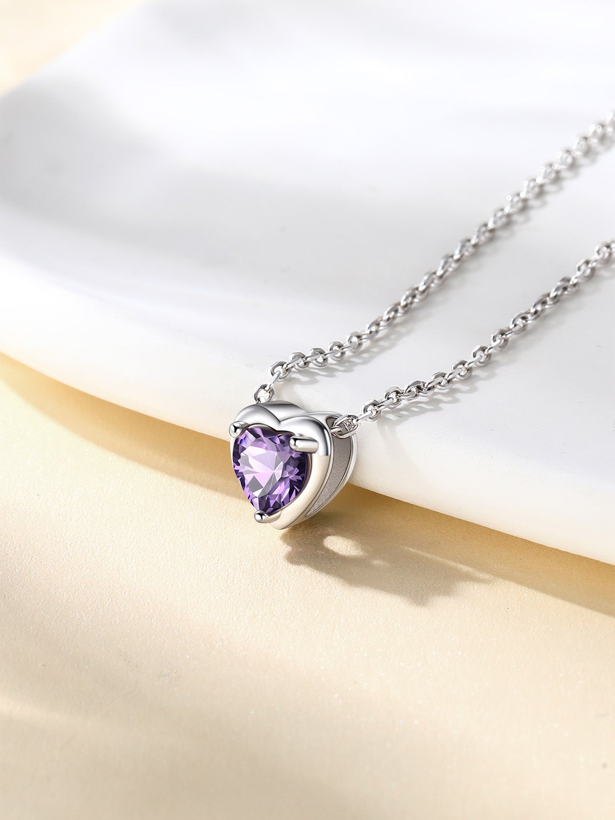 Silver Necklace for Women 925 Sterling Silver Birthstone Love Heart Necklace Birthday Women Gifts